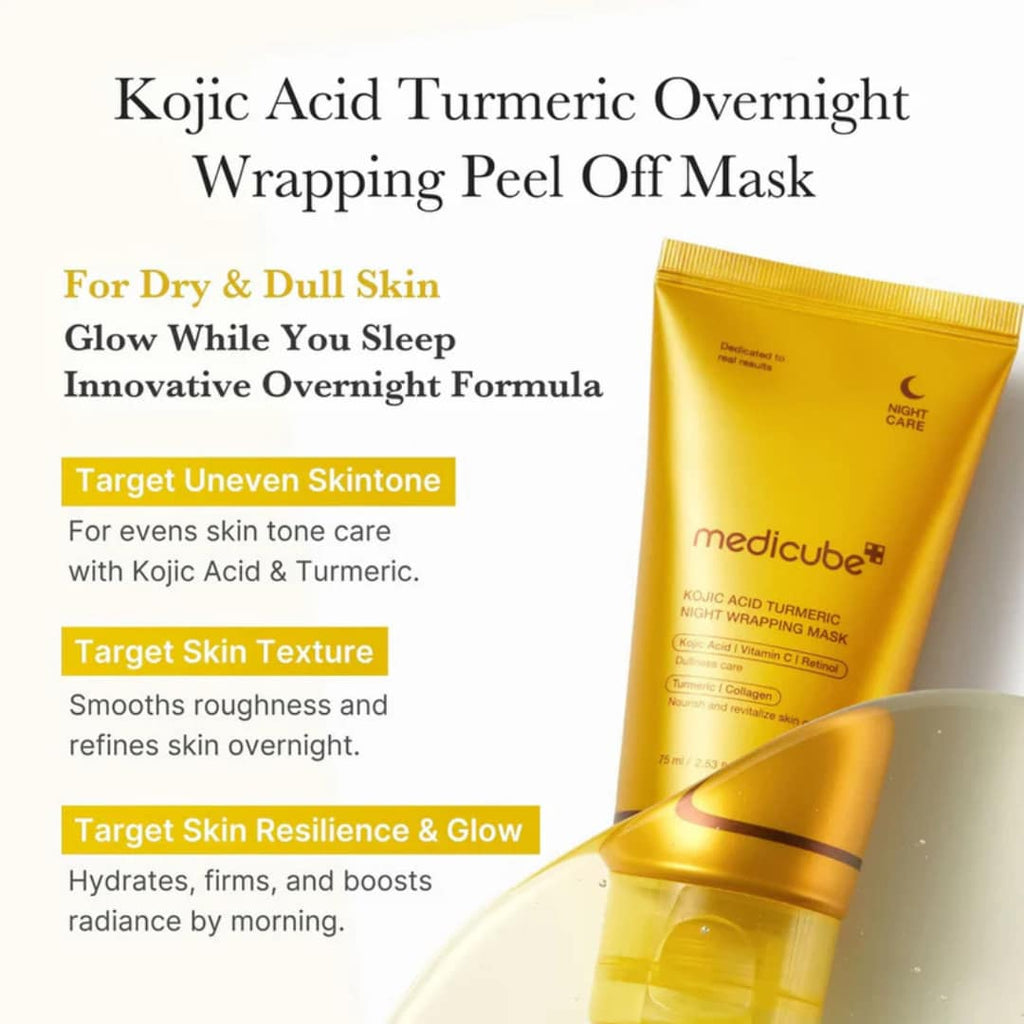 Medicube - Kojic Acid Turmeric Night Wrapping Mask - All Night Smoothing Mask with Kojic Acid - 75ml