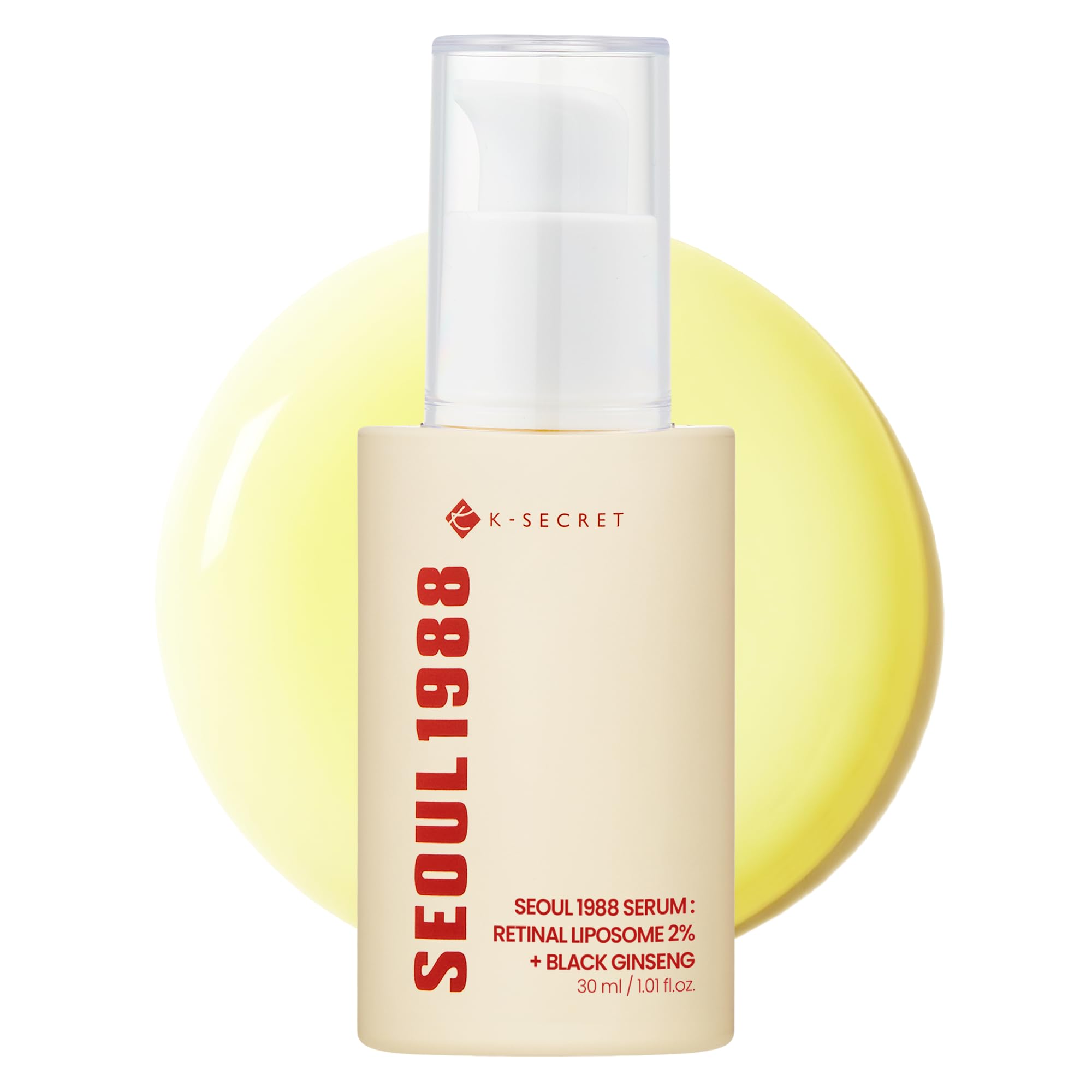 K-SECRET SEOUL 1988 Sérum rétinien - Formulé avec du liposome rétinien avancé 2% et de l'extrait de ginseng noir 58% | Sérum pour les soins de la ligne mince et la texture de la peau | Soins de la peau | Soins de la peau | Soins de la peau